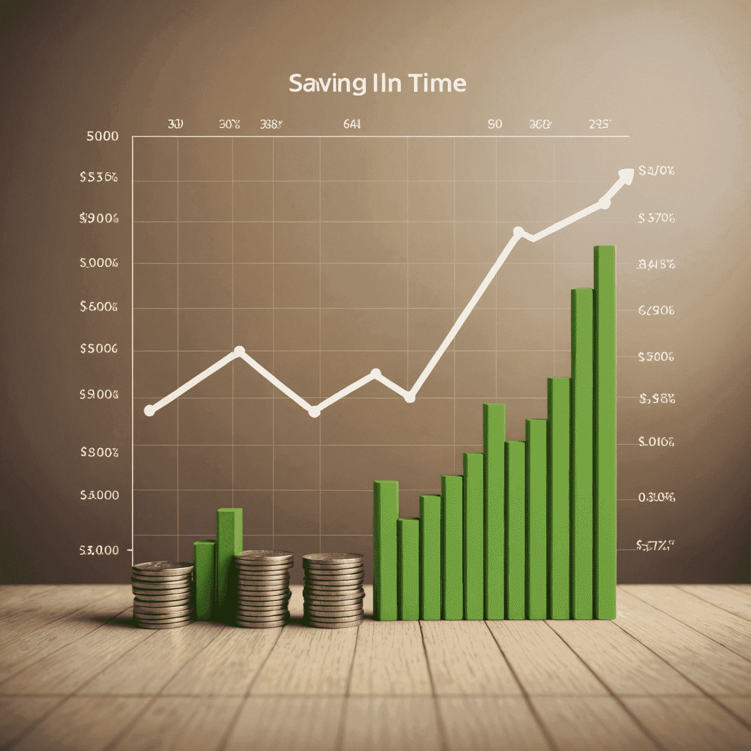 A graph showing steady growth in savings over time, illustrating the power of consistent saving and smart investing