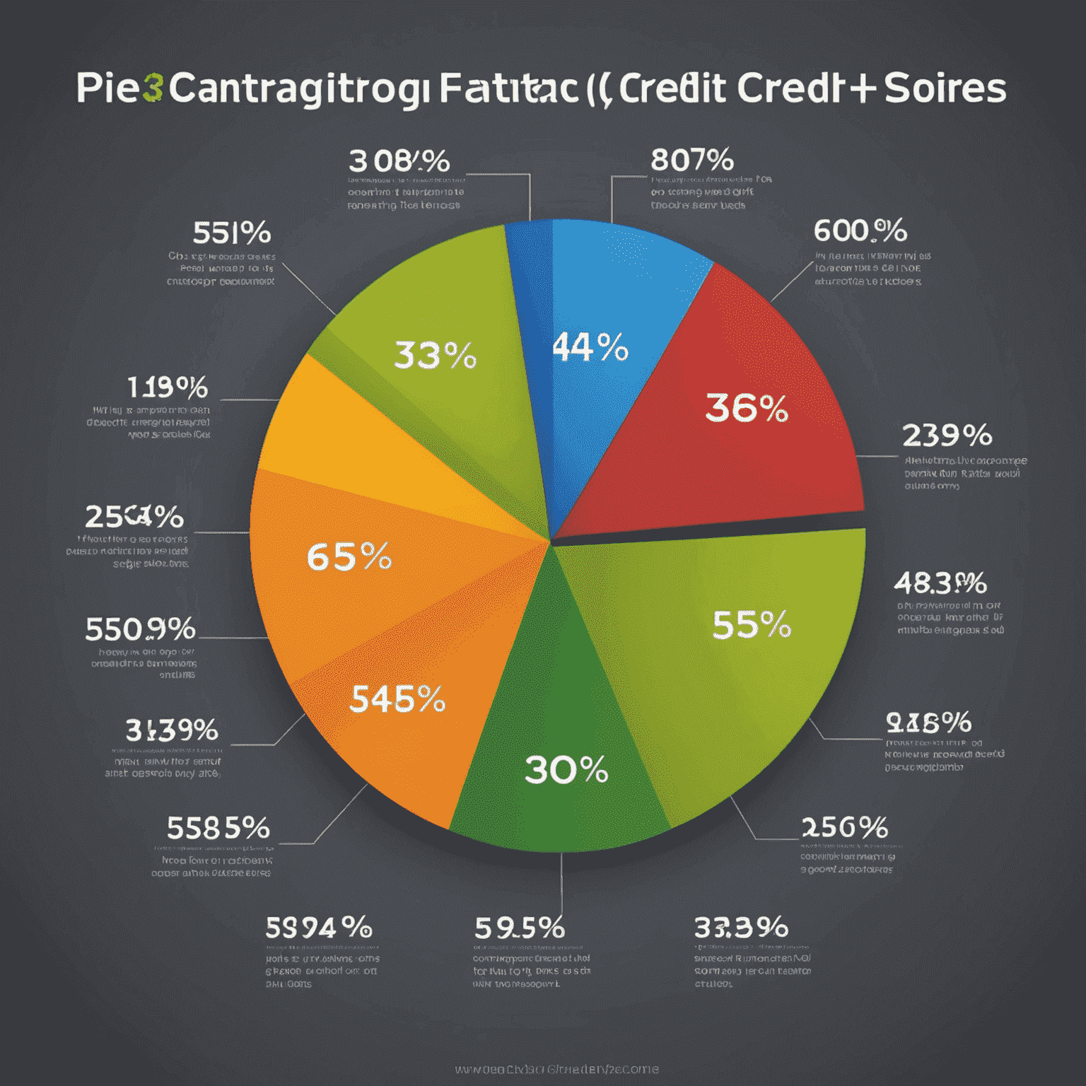 Pie chart showing the percentage breakdown of factors influencing credit scores